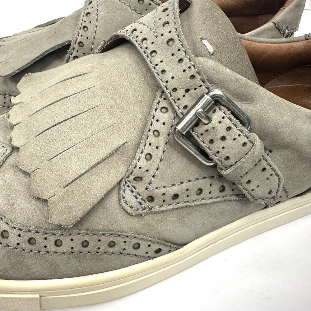 Frye gray Kiltie fringe sneaker Oxford preppy loafer brogue wingtip buckle 7.5 - Picture 6 of 13